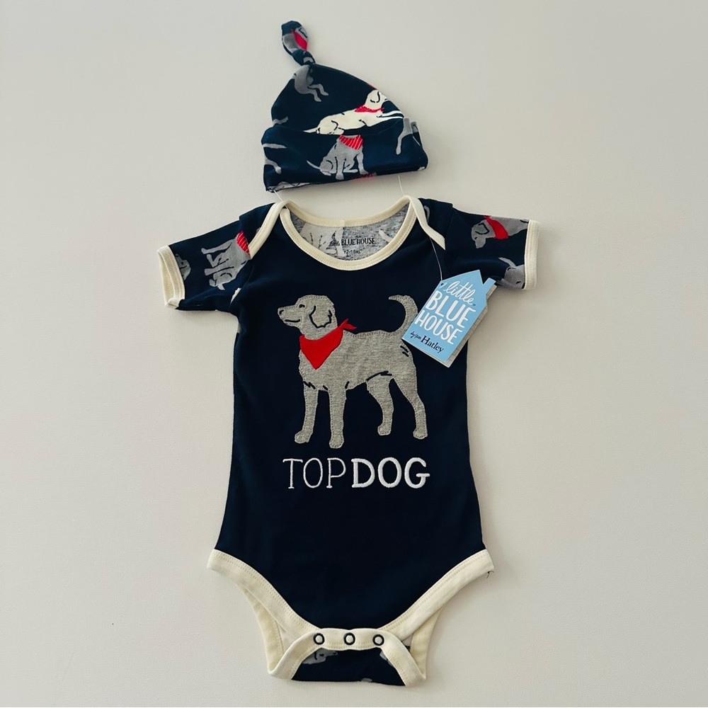 Little Blue House Hatley 12-18 Months Baby Bodysuit and Hat Set NWT